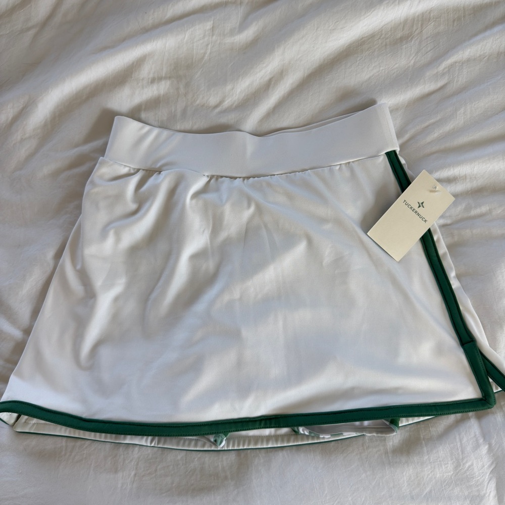 Tuckernuck White and Green Trellis Gingham 14 inch Elena Tennis Skirt